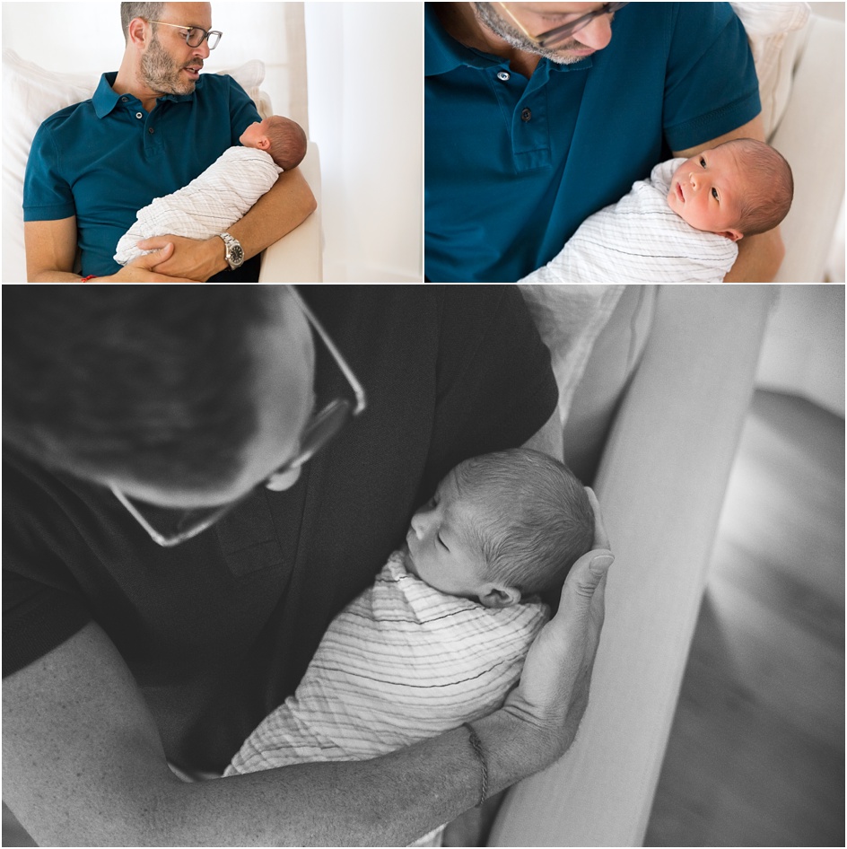 Father son moments in lifestyle newborn photos Connecticut newborn photographer