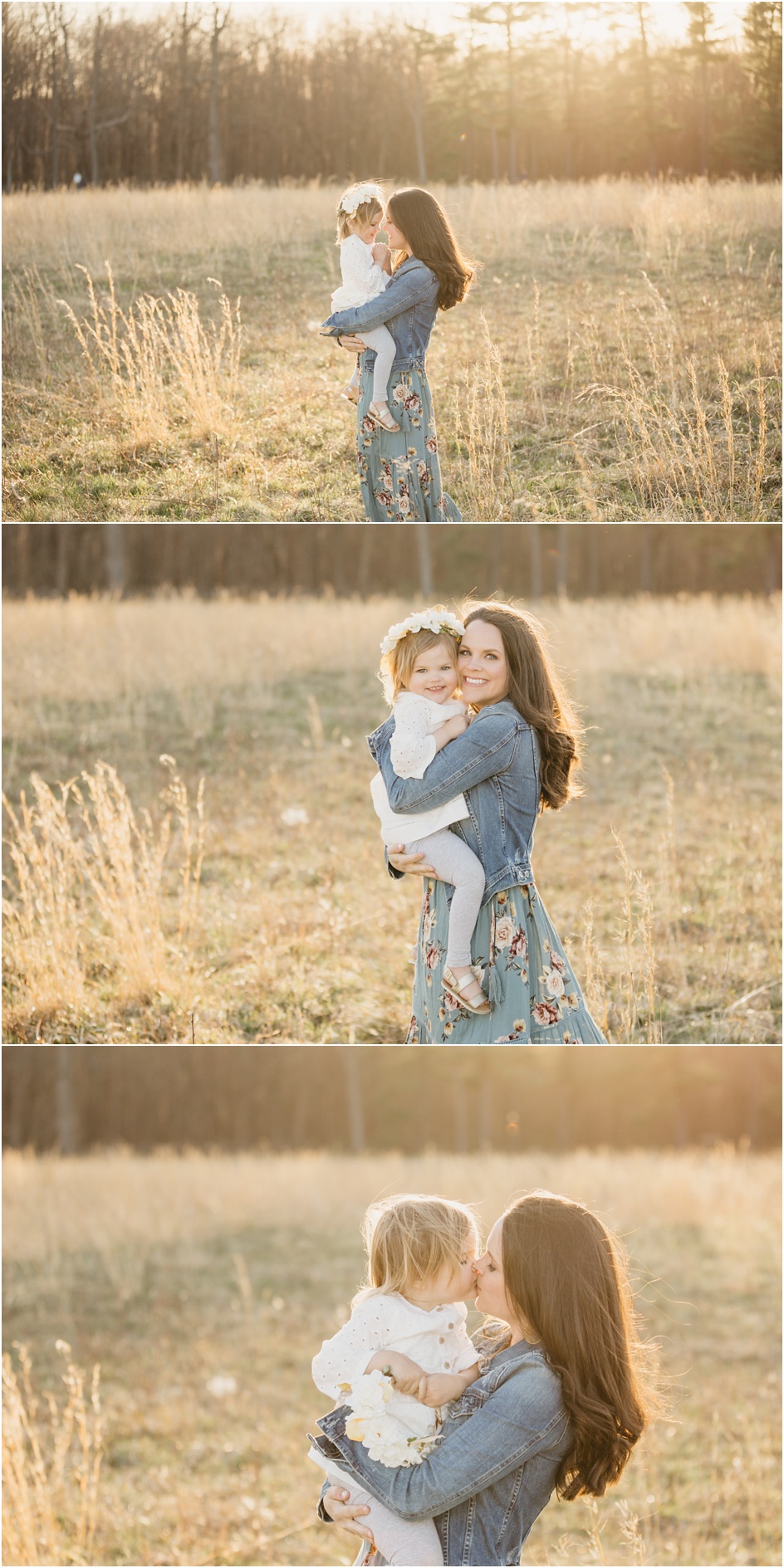 Mother Daughter portraits sunny field