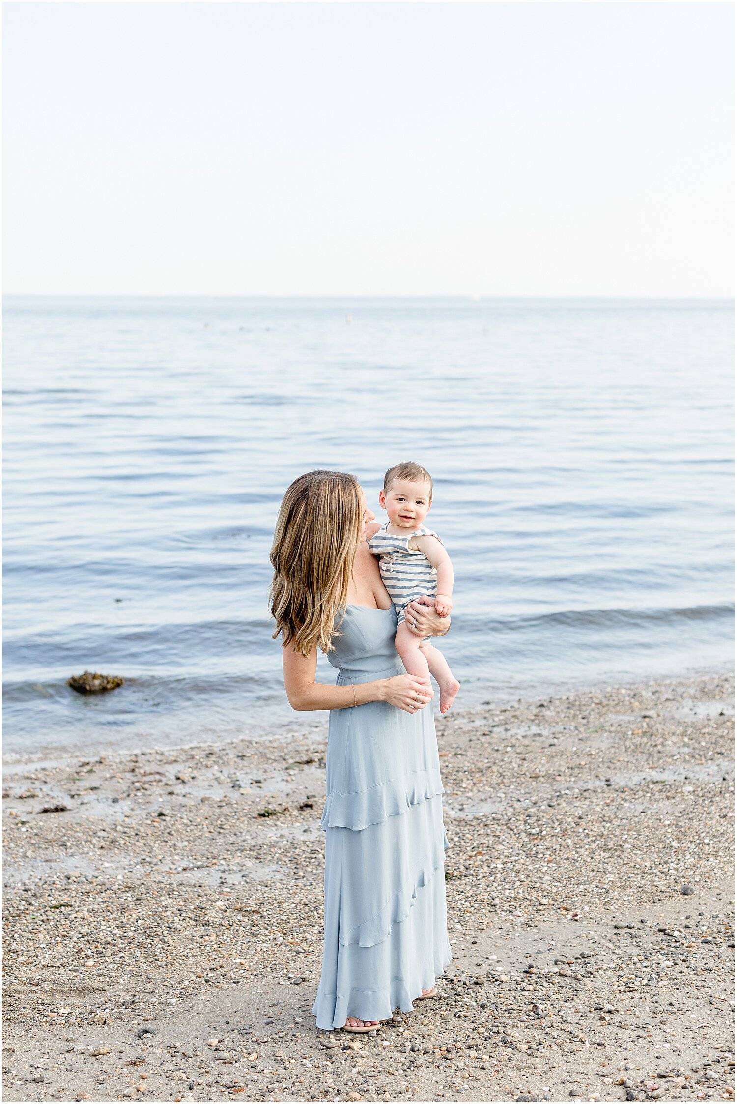 6 month milestone session at Sherwood Island in Westport, CT. Photos by Westport Family Photographer, Kristin Wood Photography.