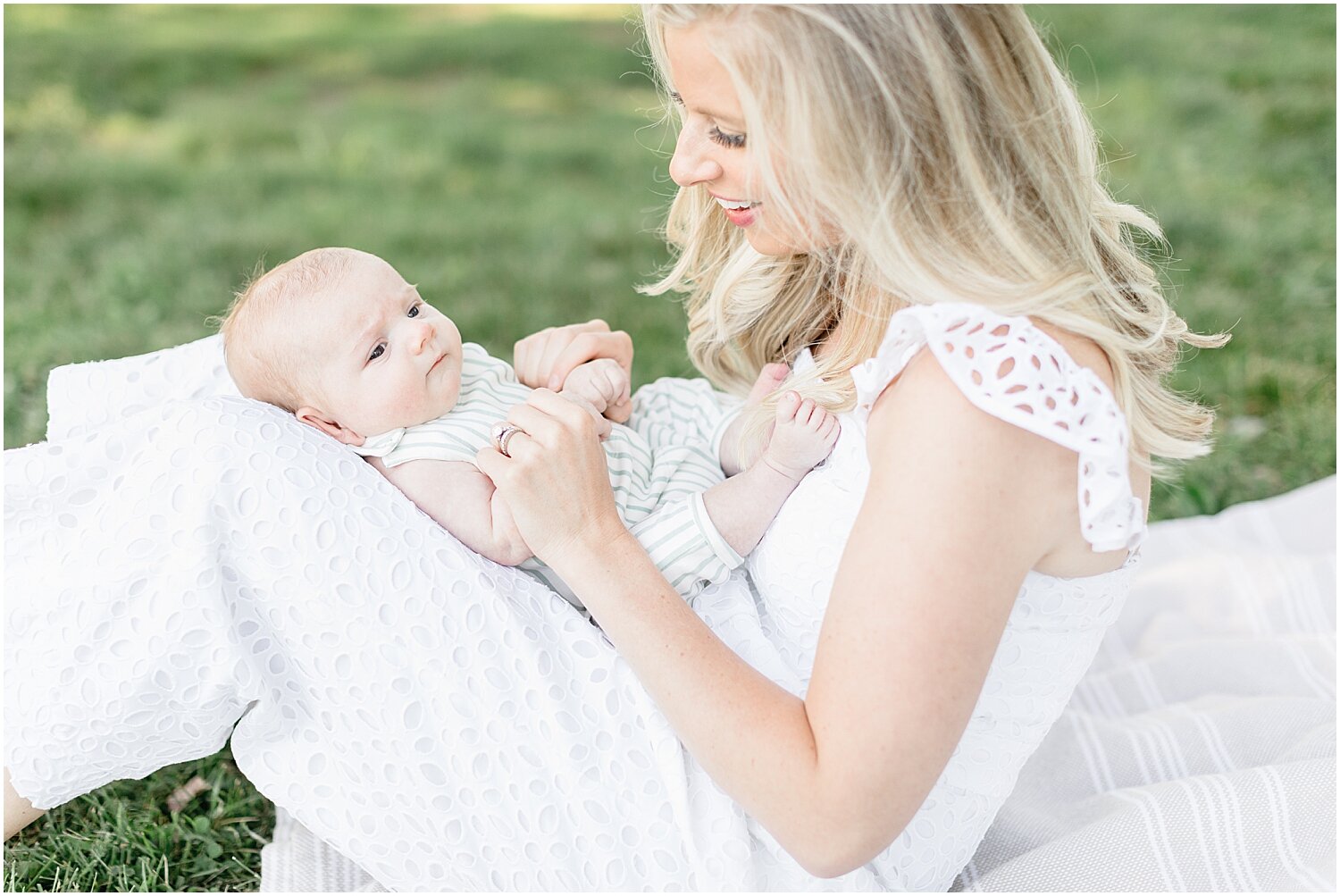 Mom and son at outdoor newborn session at Waveny Park with New Canaan Newborn Photographer, Kristin Wood Photography.