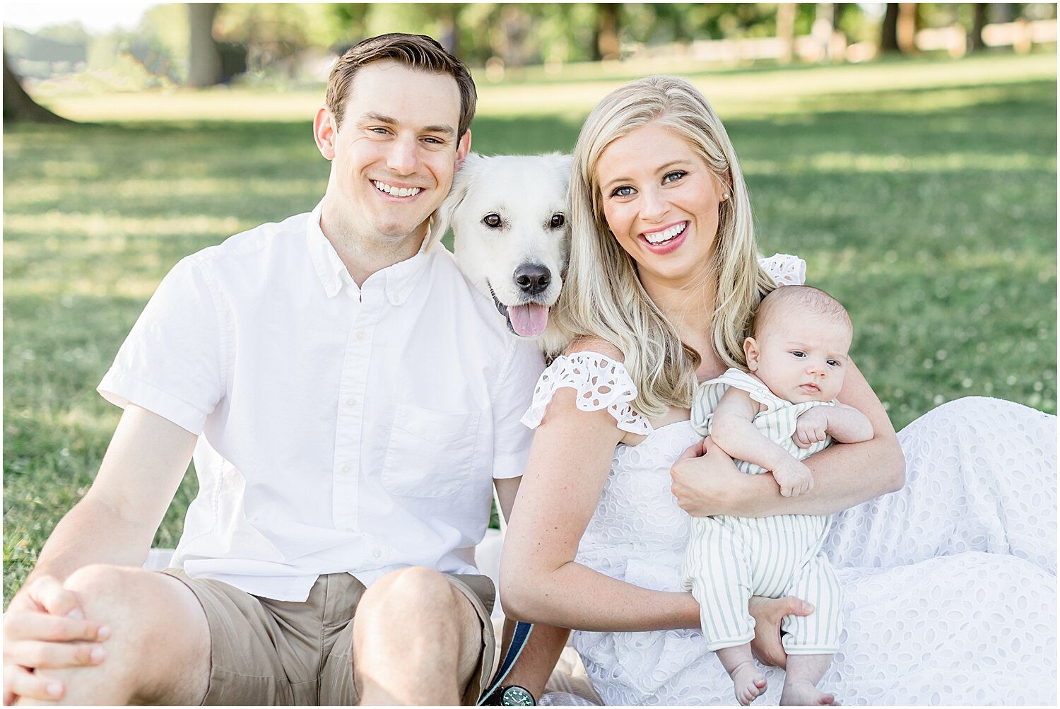 Newborn photos with dog at Waveny Park in New Canaan, CT. Photos by Kristin Wood Photography.