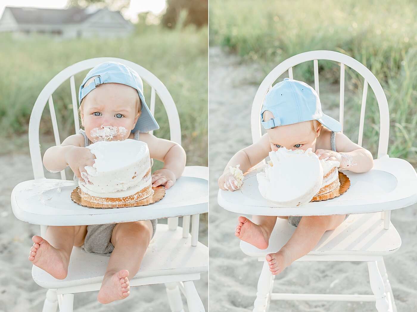 First birthday cake smash session. Photos by Westport, CT Family Photographer, Kristin Wood Photography.