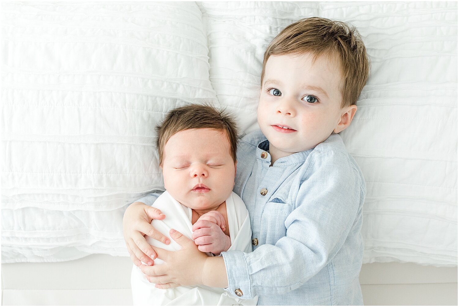 Sibling newborn photos by Darien, CT Baby Photographer, Kristin Wood Photography.