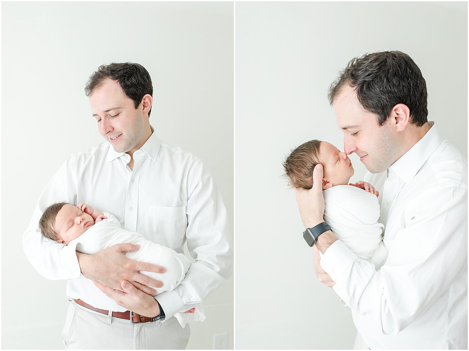 Dad and his baby boy during Studio Newborn Session by Kristin Wood Photography