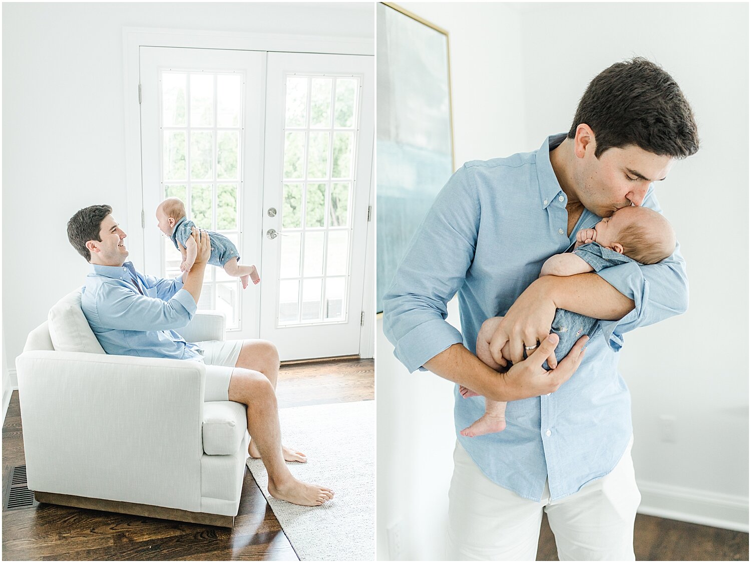 Newborn photos with baby + Dad. Photos by New Canaan Newborn Photographer, Kristin Wood Photography. 