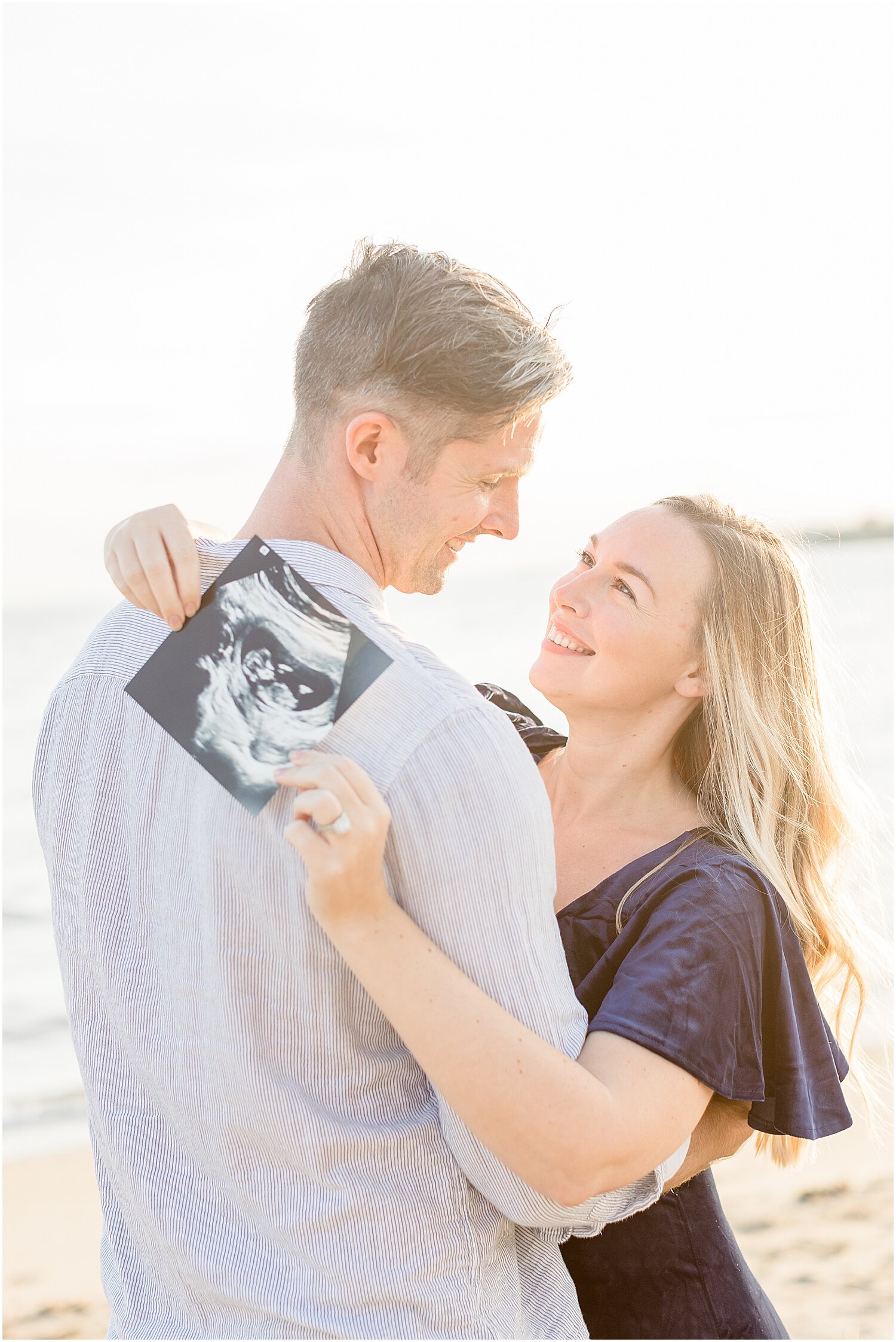 Pregnancy Announcement at Weed Beach by Connecticut Baby Photographer, Kristin Wood Photography.