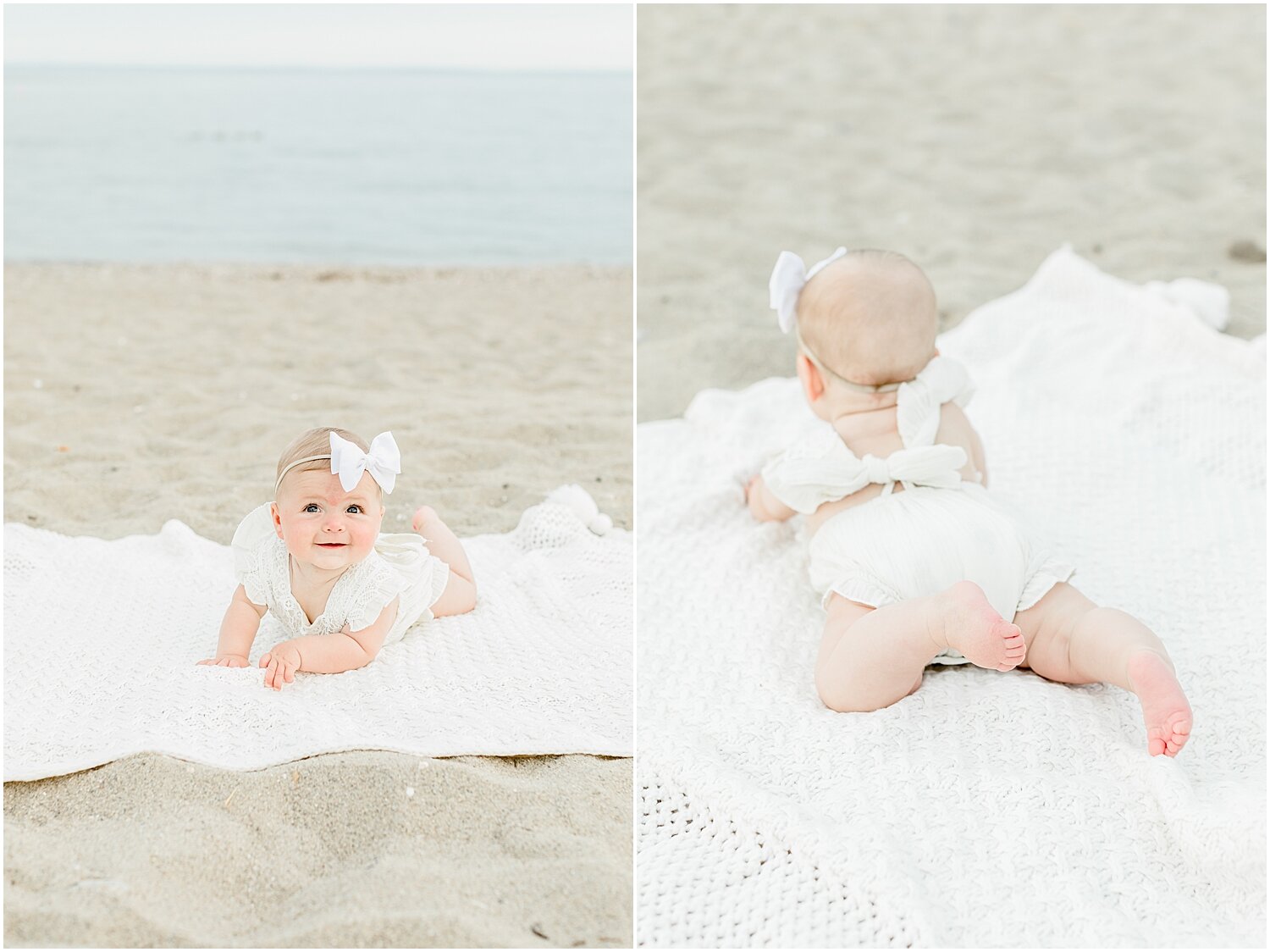 6 month milestone session on the beach with Westport, CT Photographer, Kristin Wood Photography.