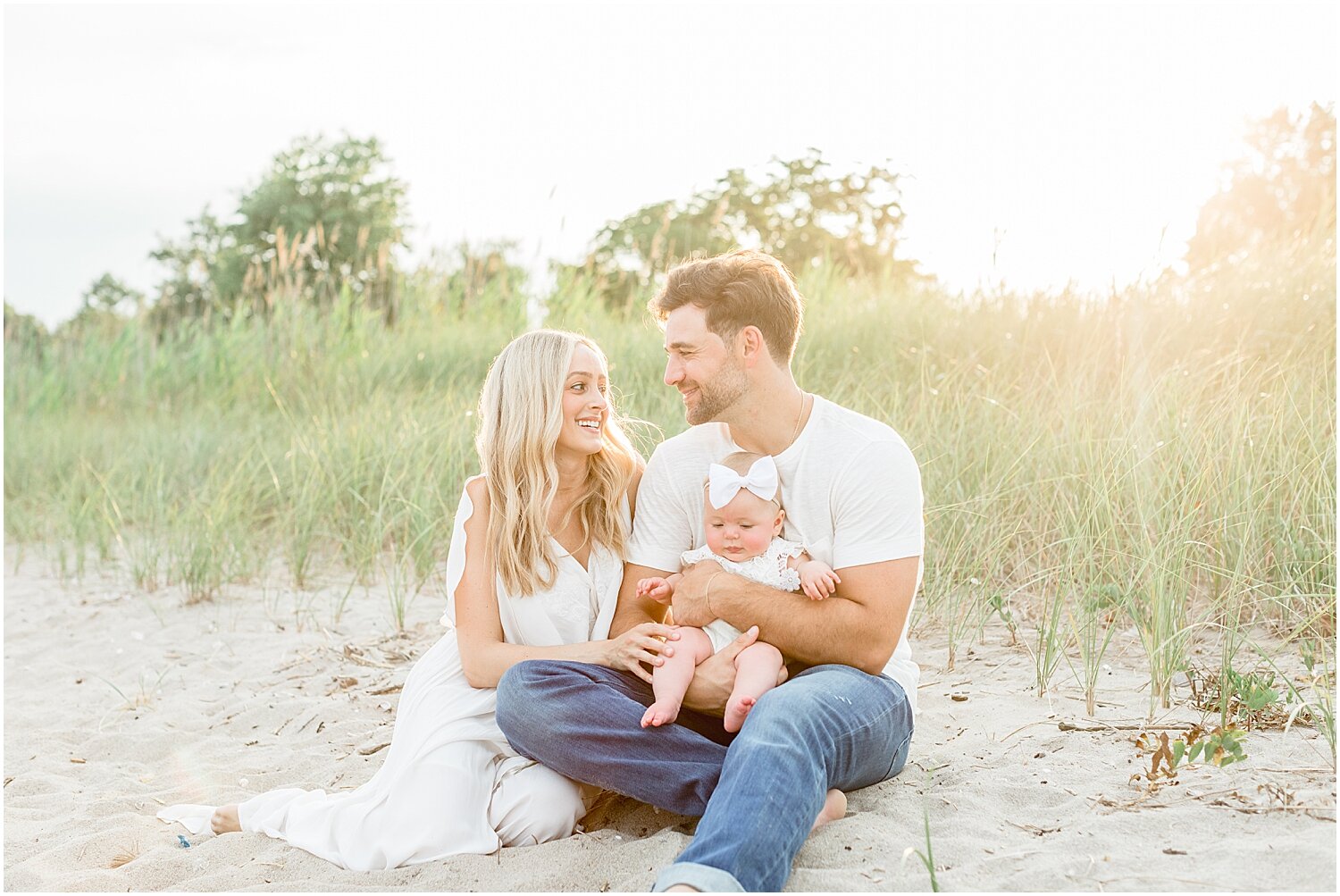 Golden hour sunset family session on the beach in Westport, CT | Kristin Wood Photography