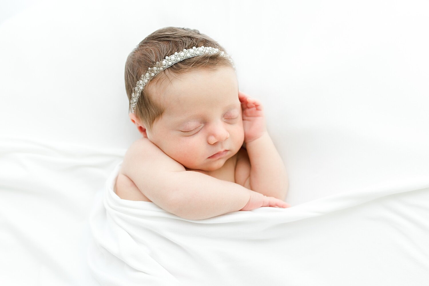 Baby girl sleeping during newborn session with CT Newborn Photographer, Kristin Wood Photography.