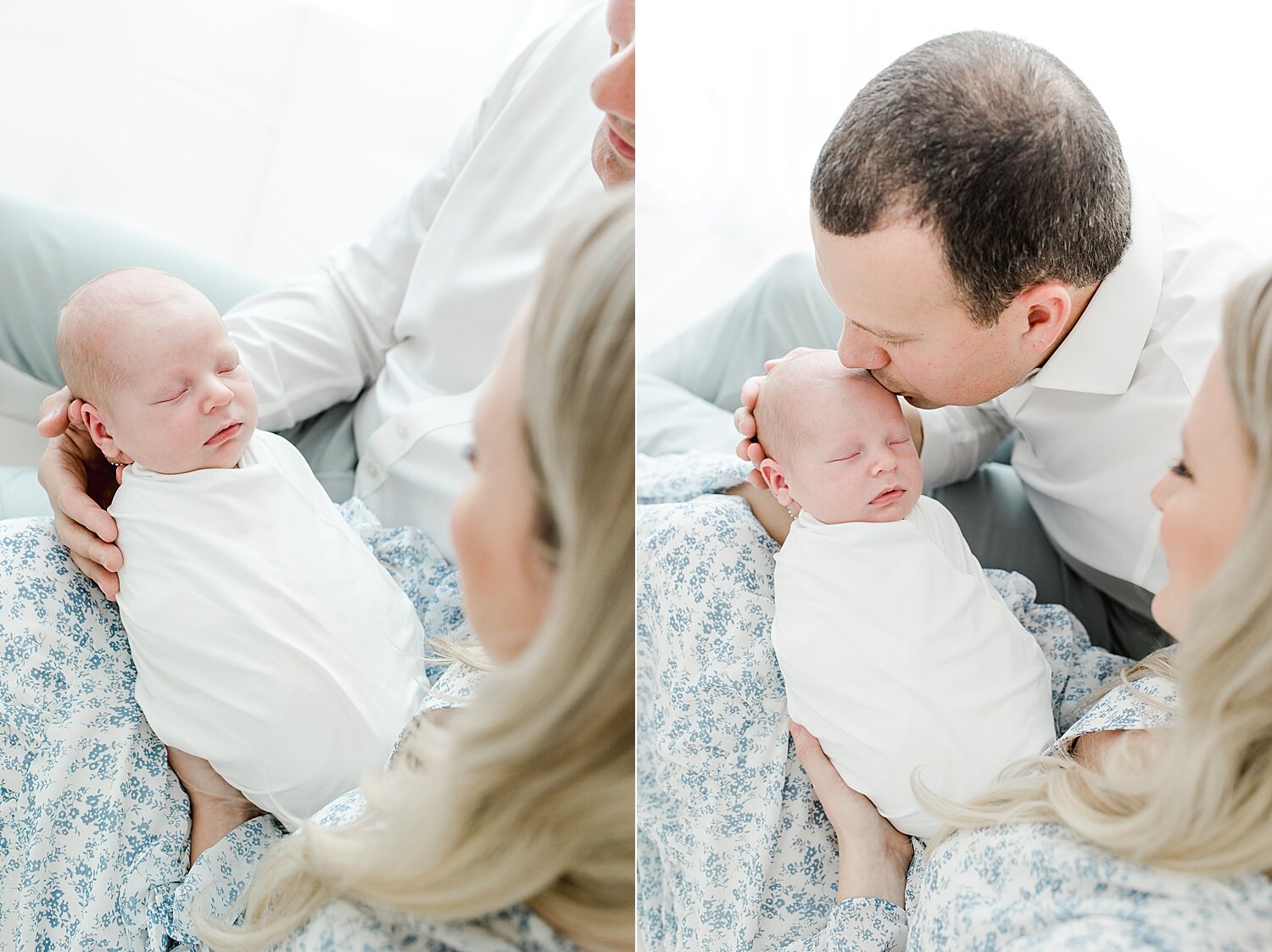 Dad kissing son for newborn photos with Kristin Wood Photography.