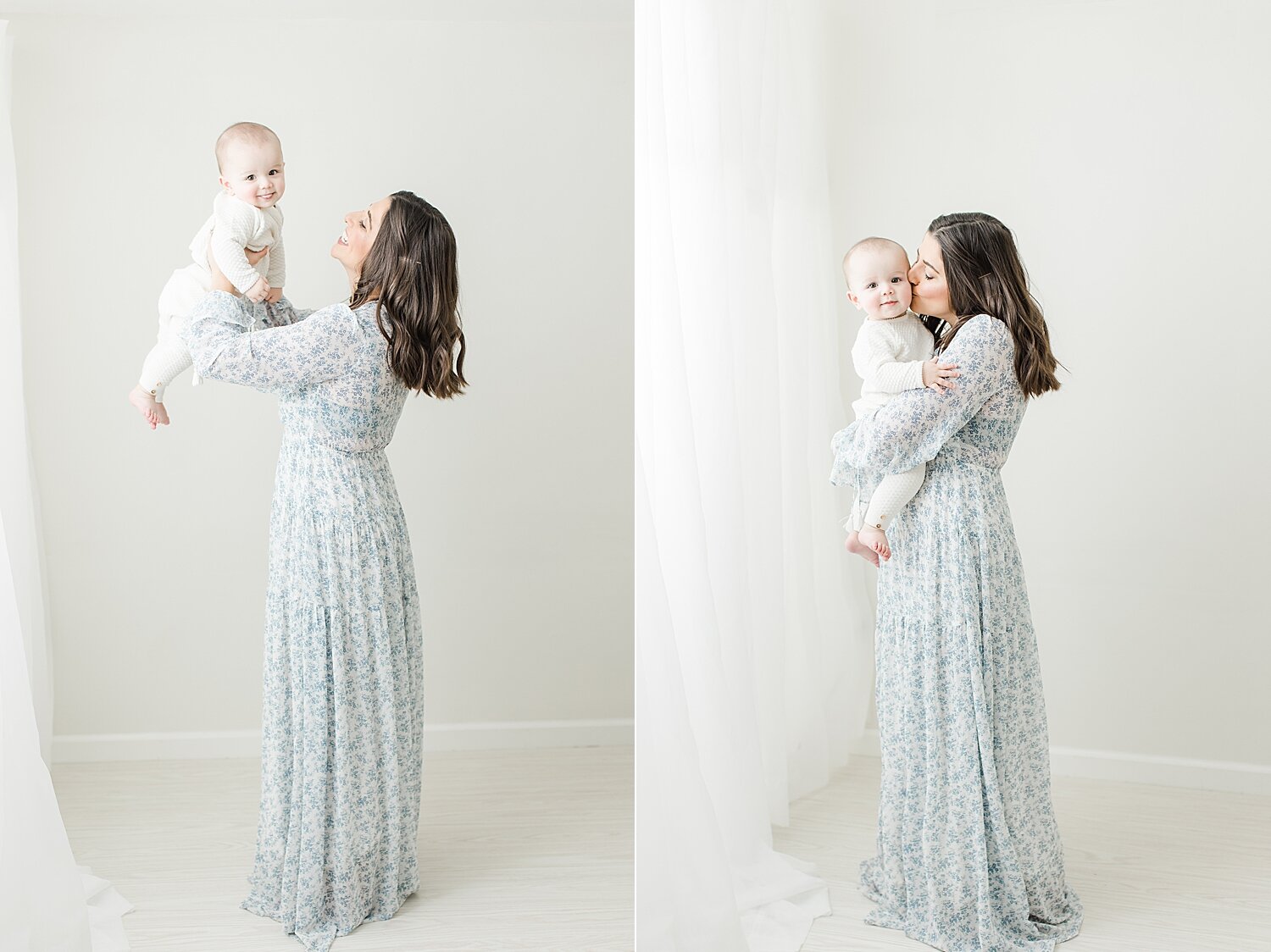 Mom and baby boy during milestone photoshoot at 8 months. Photos by Kristin Wood Photography.