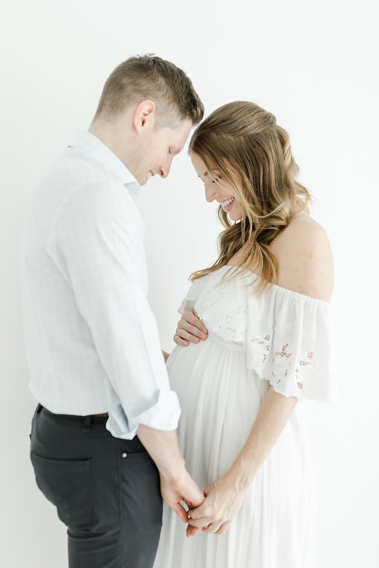 Maternity photos in photography studio in Connecticut | Kristin Wood Photography