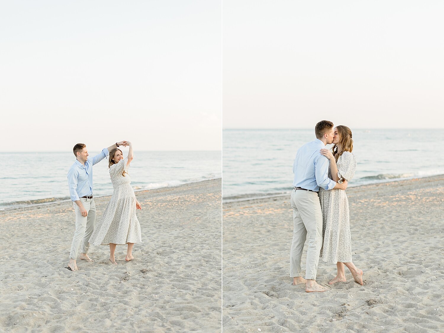 Parents dancing on the beach during maternity photoshoot in Westport, CT | Kristin Wood Photography