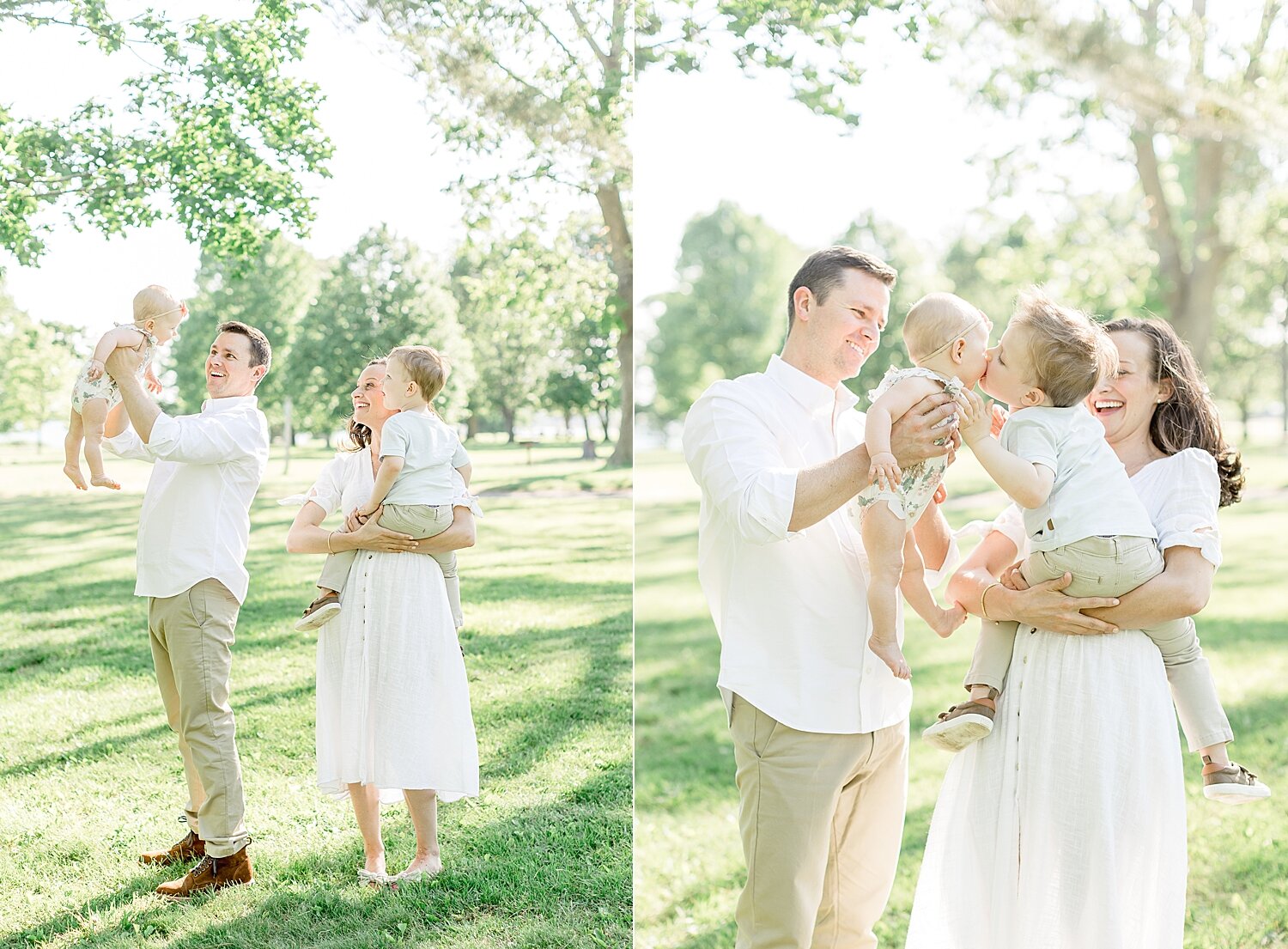 Mom and Dad playing with their son and daughter at Sherwood Island | Kristin Wood Photography