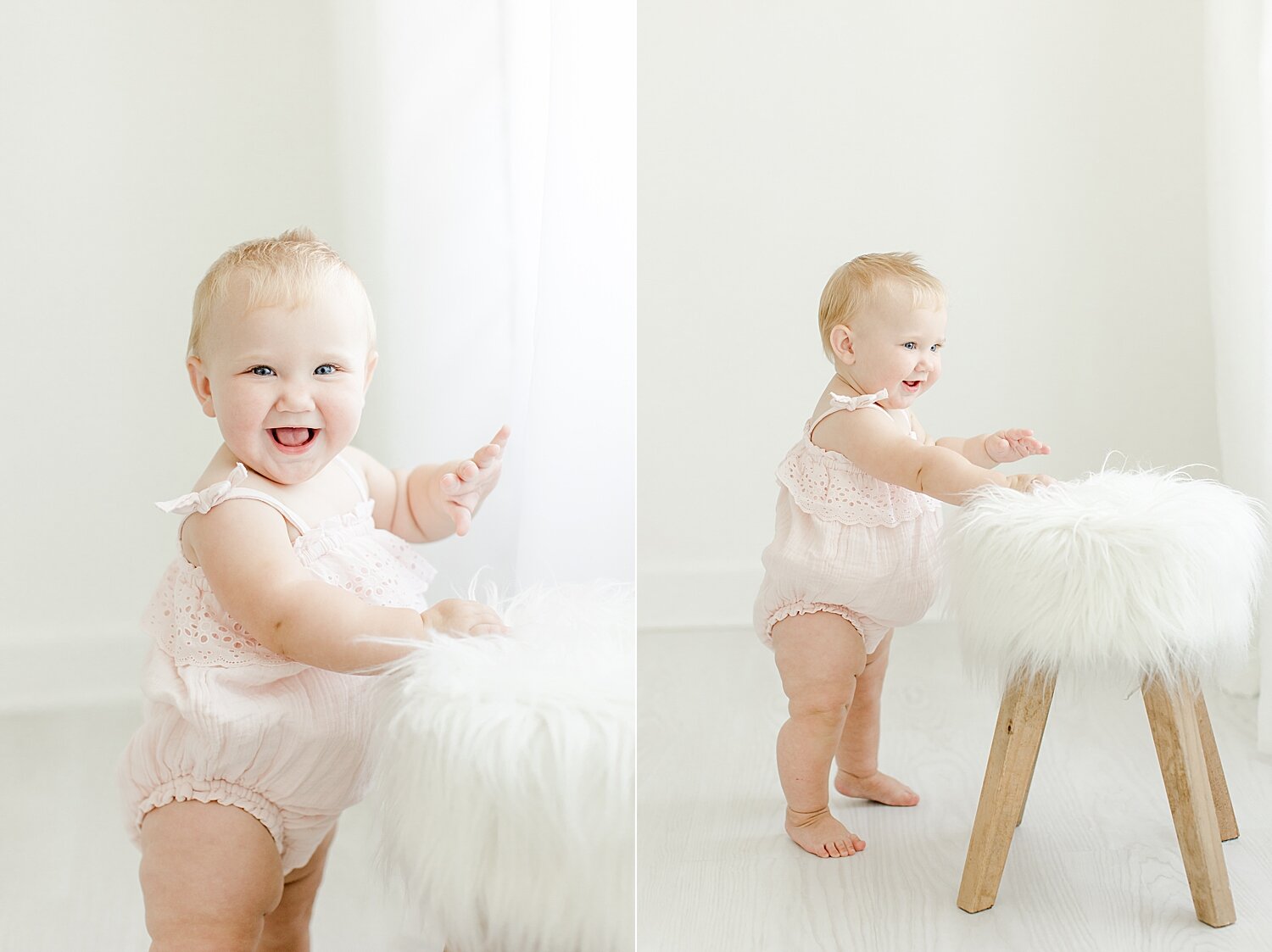 Studio milestone session for baby girl in Westport CT studio. Photo by Kristin Wood Photography.