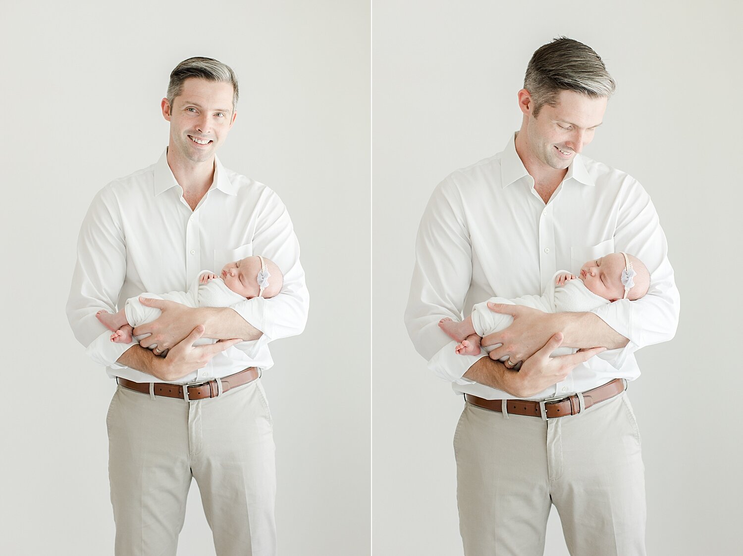 Father-daughter photos during newborn photoshoot with Kristin Wood Photography.