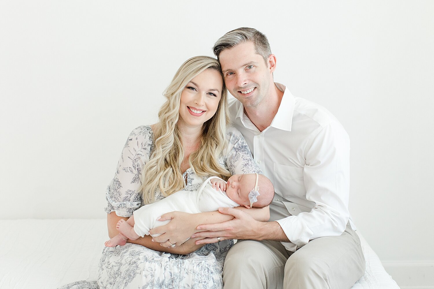 Family portrait during baby girl's newborn session in studio in Fairfield County, CT | Kristin Wood Photography