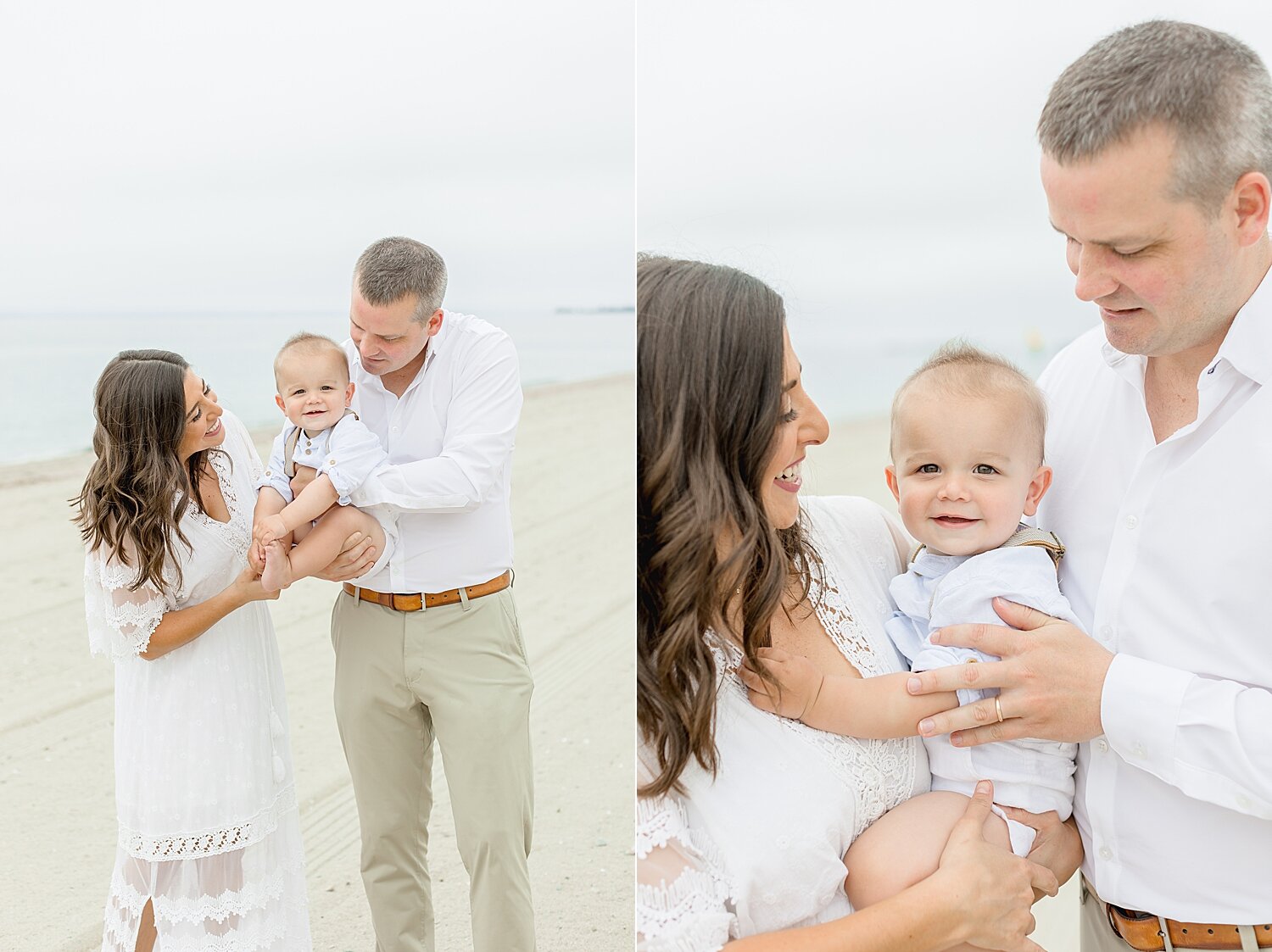Mom and dad with their son on the beach | Kristin Wood Photography