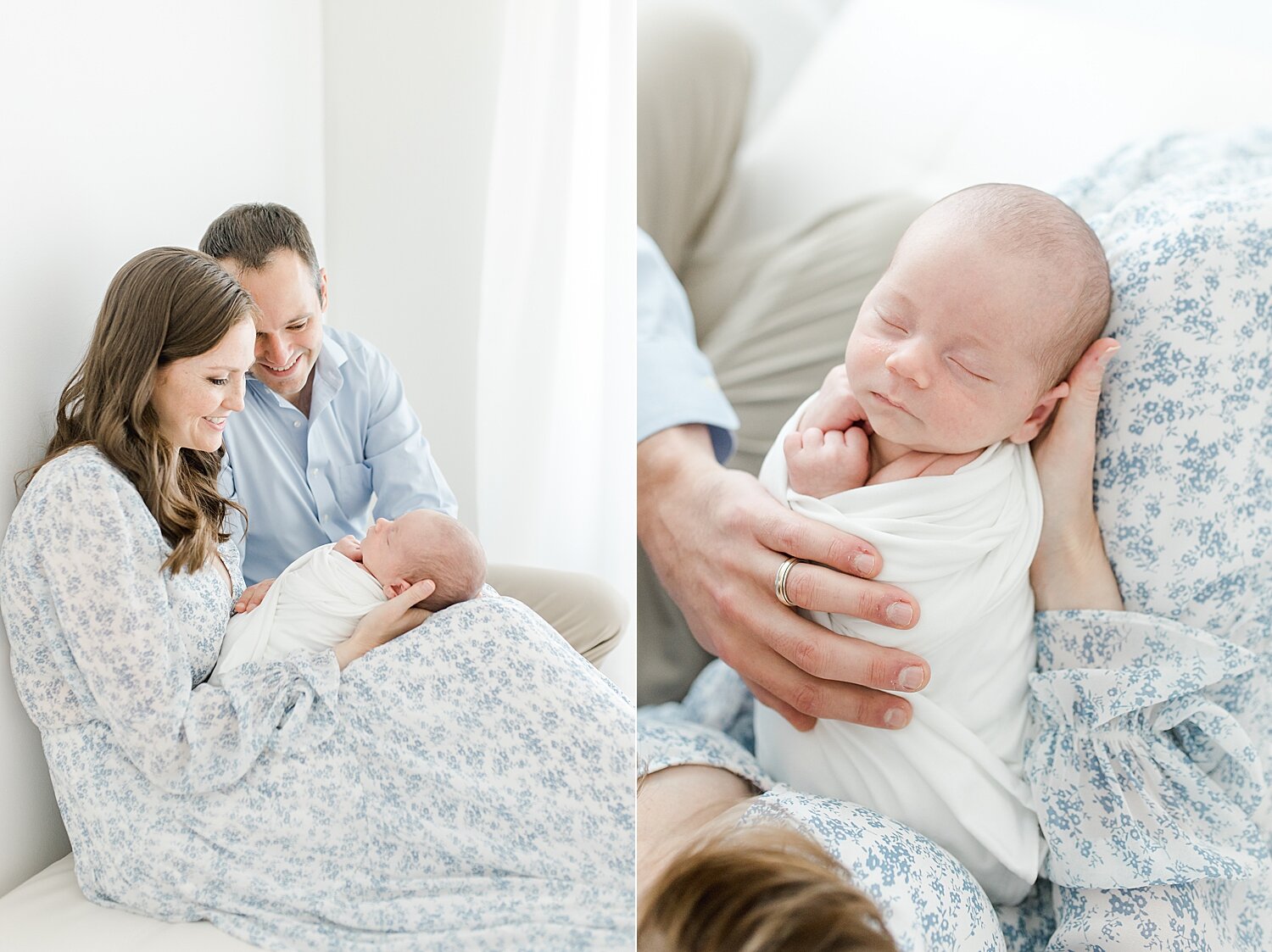 Newborn session in studio with first-time parents and baby boy. Photo by Kristin Wood Photography.