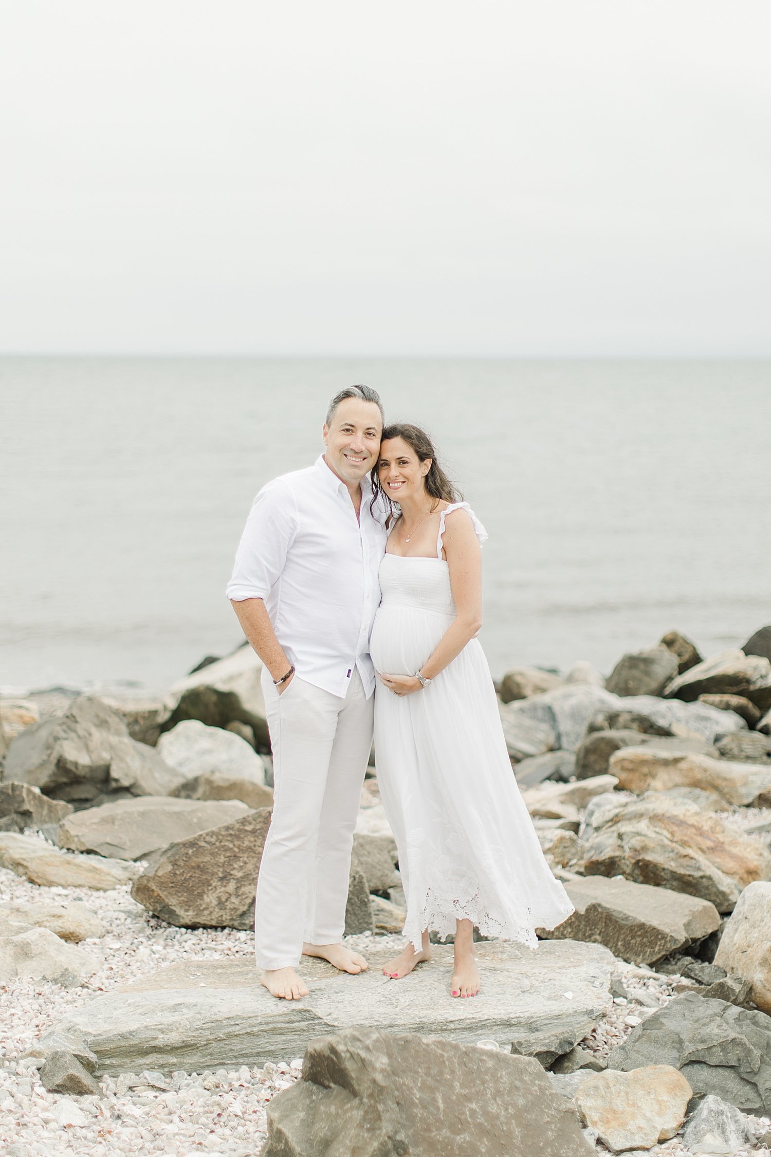 Overcast session at Sherwood Island with expecting parents. Photo by Kristin Wood Photography.