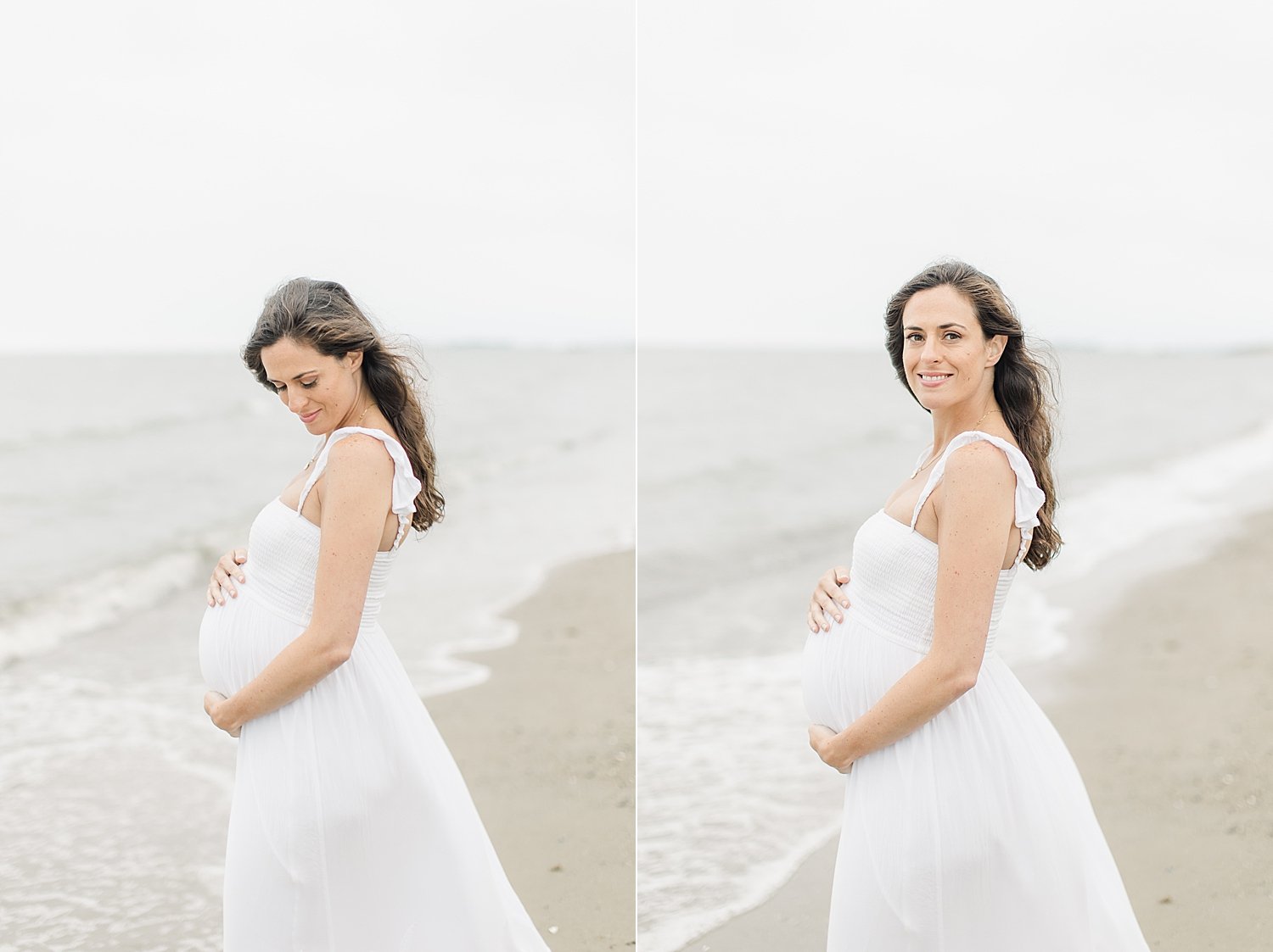 Maternity photos on the beach at Sherwood Island. Photo by Kristin Wood Photography.
