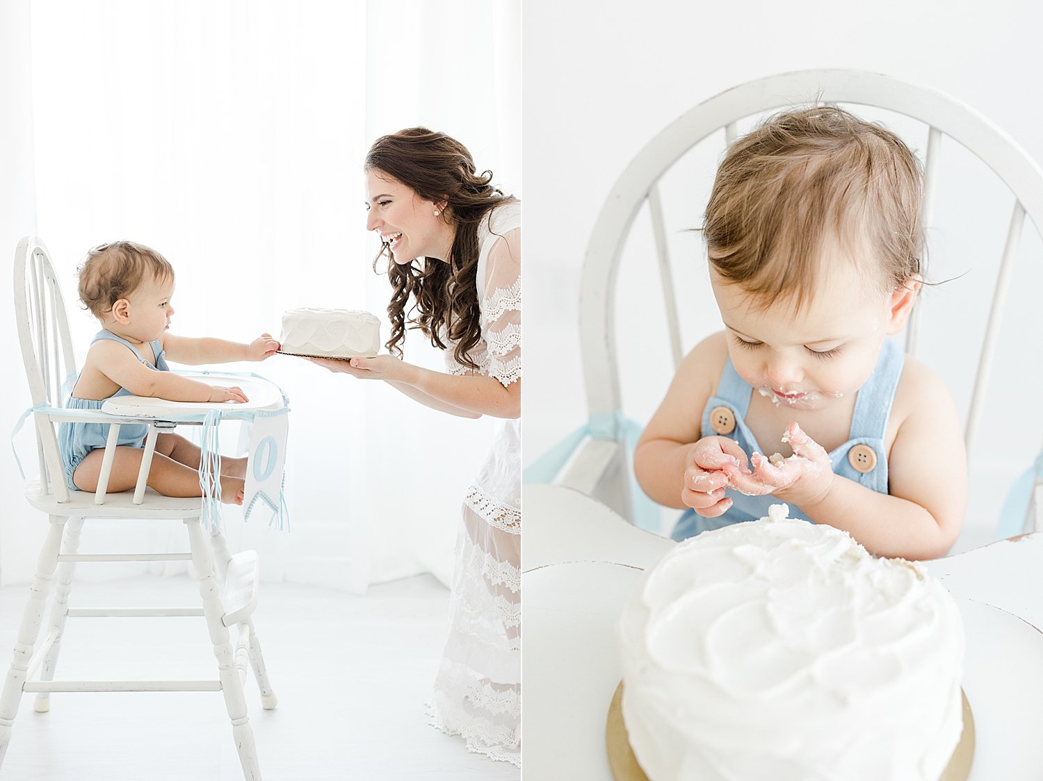 Why You Should Hire a Photographer for Your Baby's First Year | Cake smash during first birthday session in studio in Westport, CT | Kristin Wood Photography
