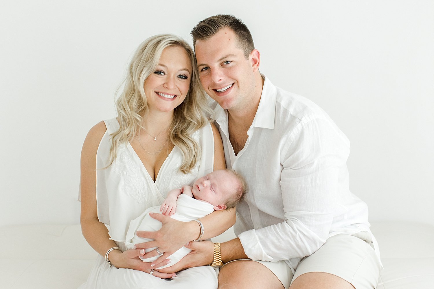 Mom, Dad and son during newborn session in studio in Fairfield County, CT | Kristin Wood Photography