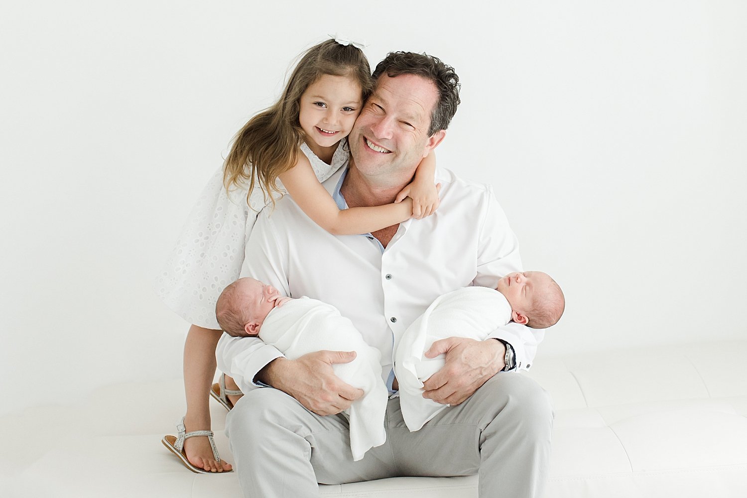Dad with daughter and twin boys | Kristin Wood Photography