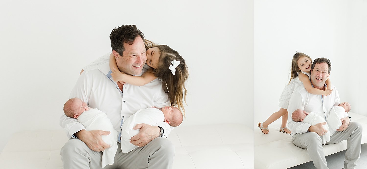 Dad with daughter and twin boys | Kristin Wood Photography
