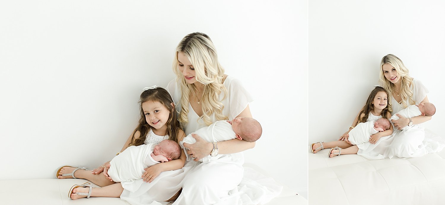 Mom holding her twin boys and daughter | Kristin Wood Photography
