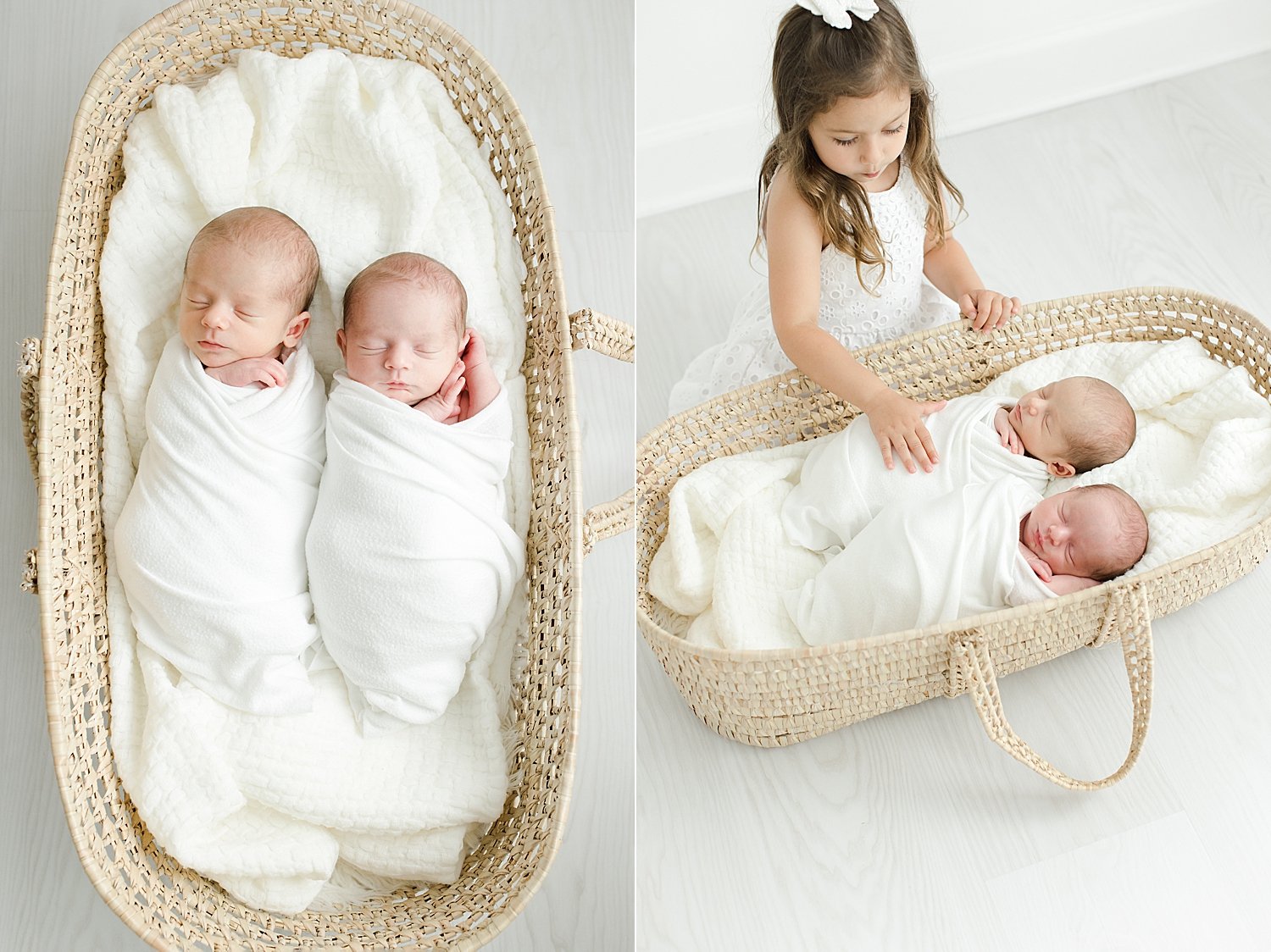 Big sister looking over her baby brothers | Kristin Wood Photography