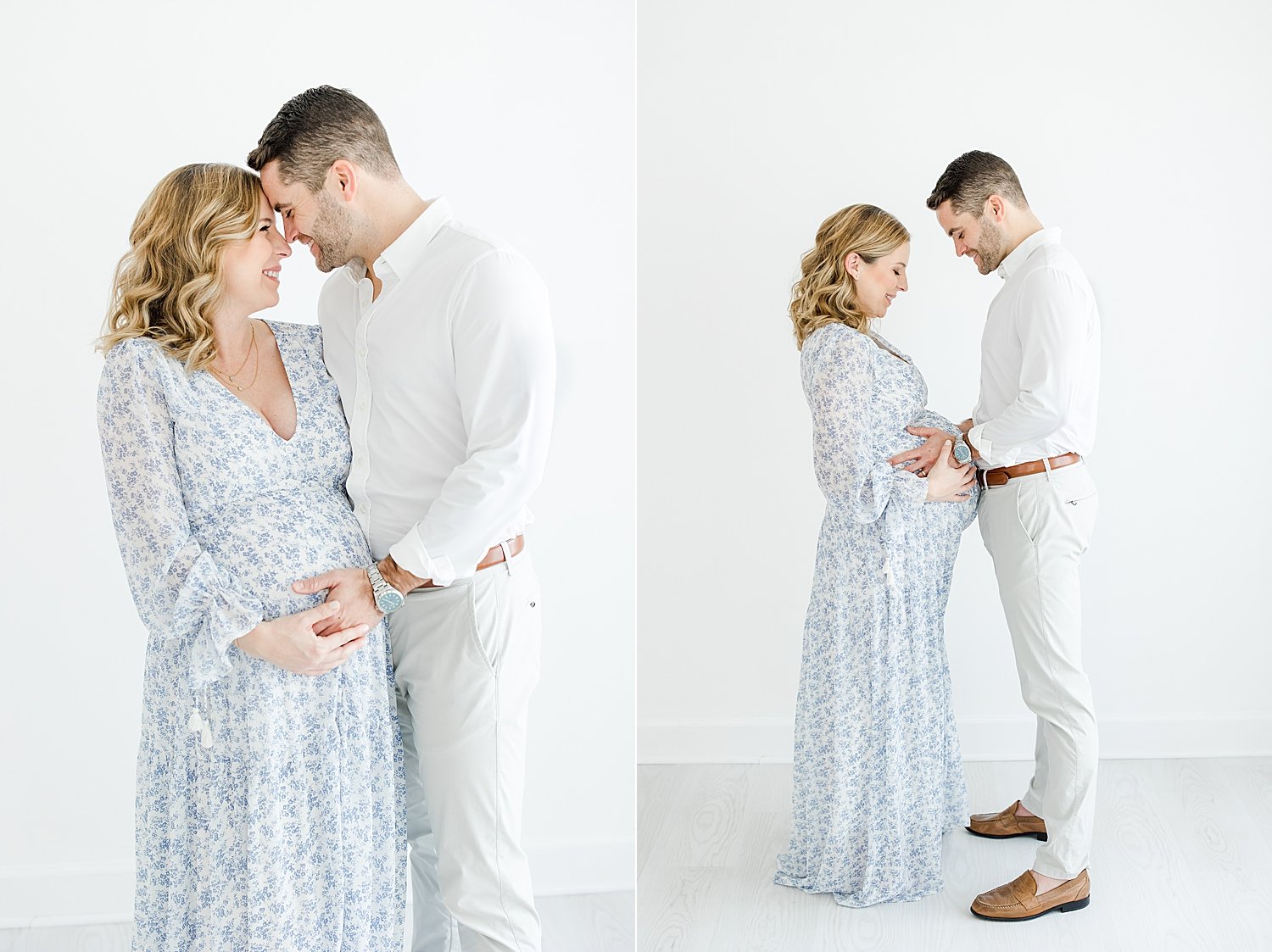 Sweet moments between expecting parents during maternity photoshoot with Kristin Wood Photography.