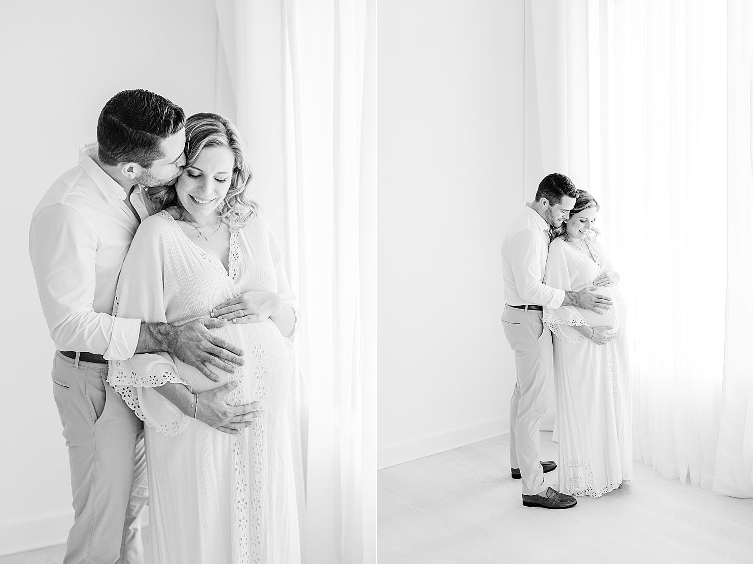 Black and white maternity photos of Mom and Dad | Kristin Wood Photography