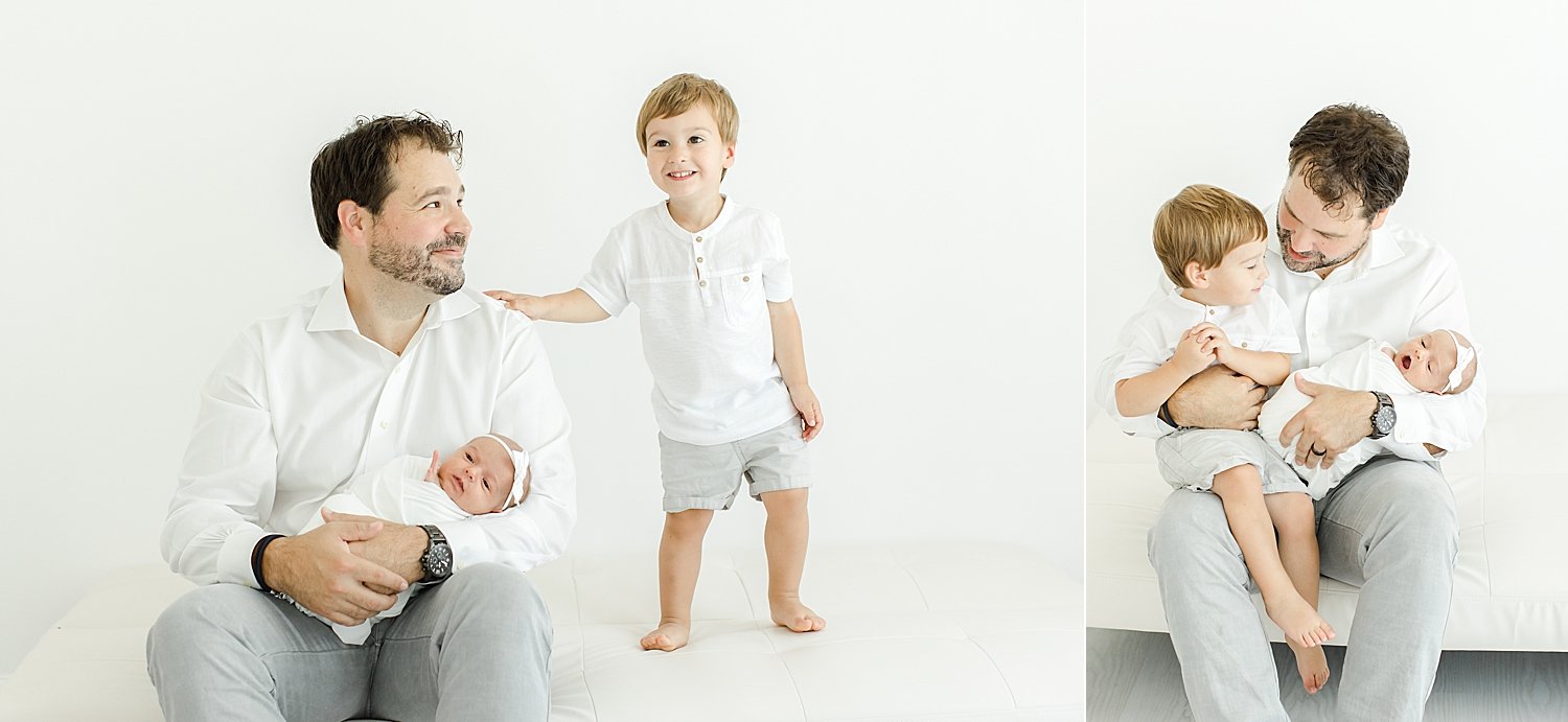 Dad with son and newborn daughter | Kristin Wood Photography