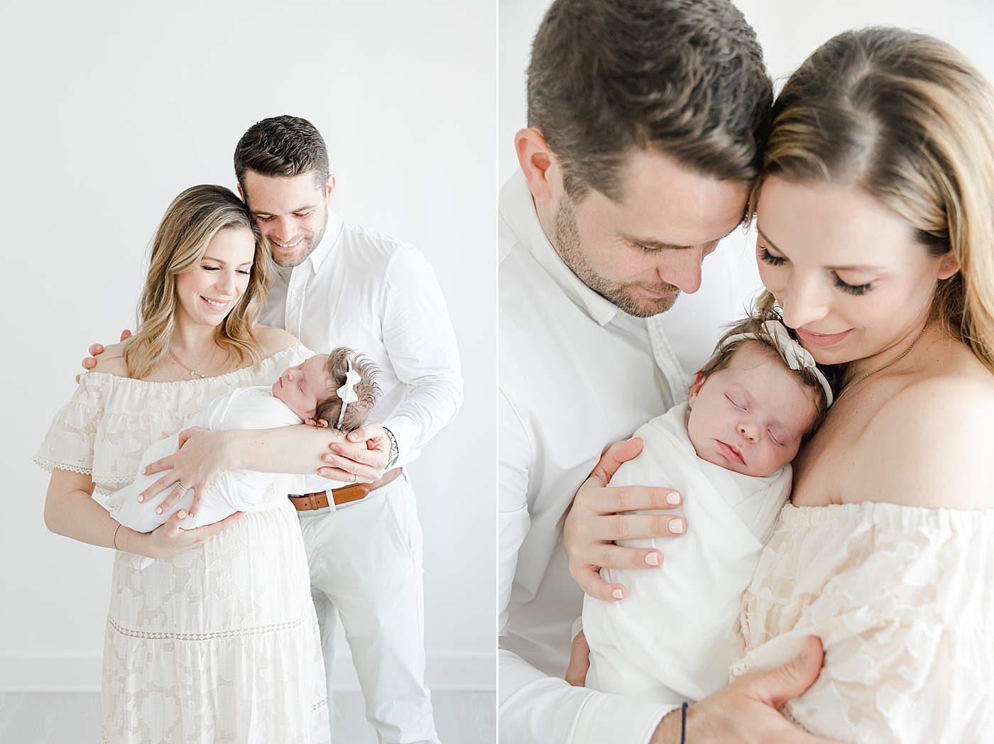 Why You Should Document Your Baby's First Year | Mom and Dad holding their newborn baby girl for studio newborn session with Kristin Wood Photography.