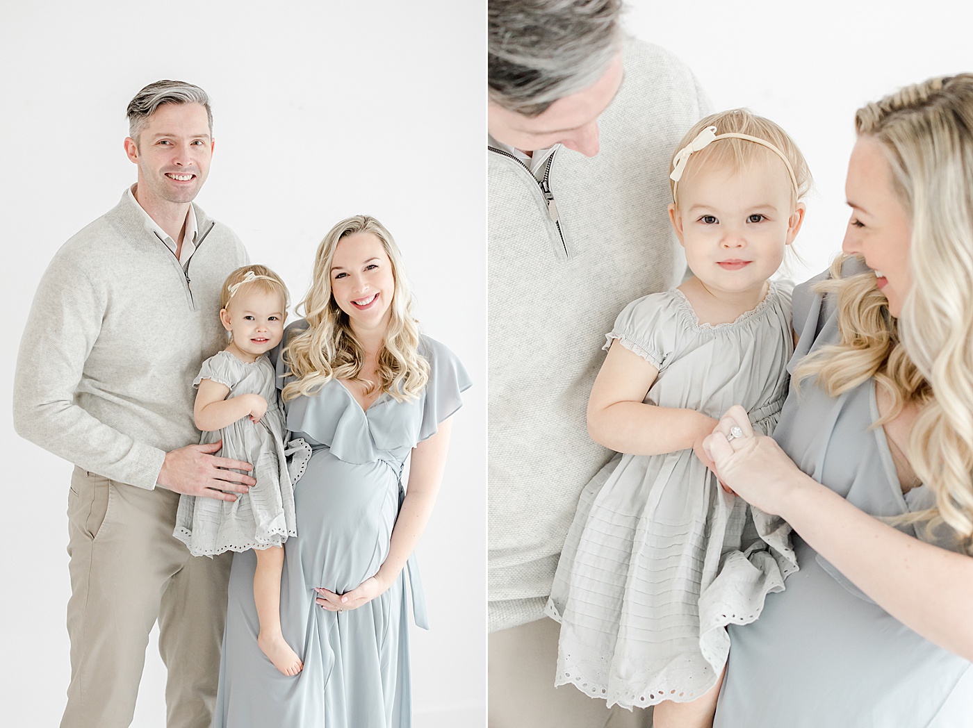 5 Reasons Why You Should Take Maternity Photos | Mom and Dad holding toddler for maternity photos with Kristin Wood Photography.