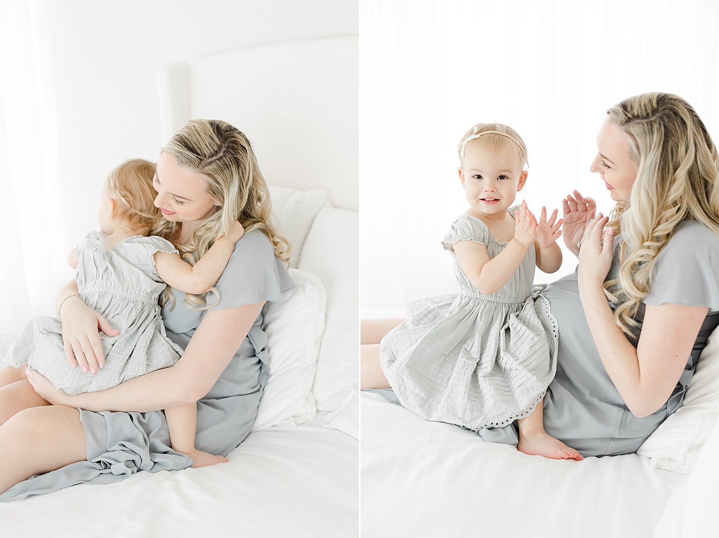 5 Reasons Why You Should Take Maternity Photos | Expecting mother sitting on bed holding her toddler | Kristin Wood Photography
