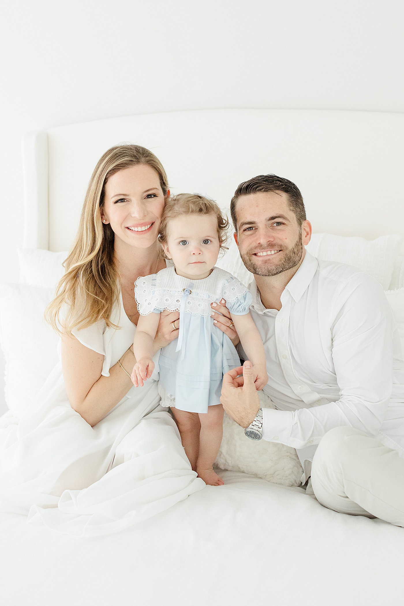 Family photos during first birthday photoshoot in studio in Westport, CT | Kristin Wood Photography