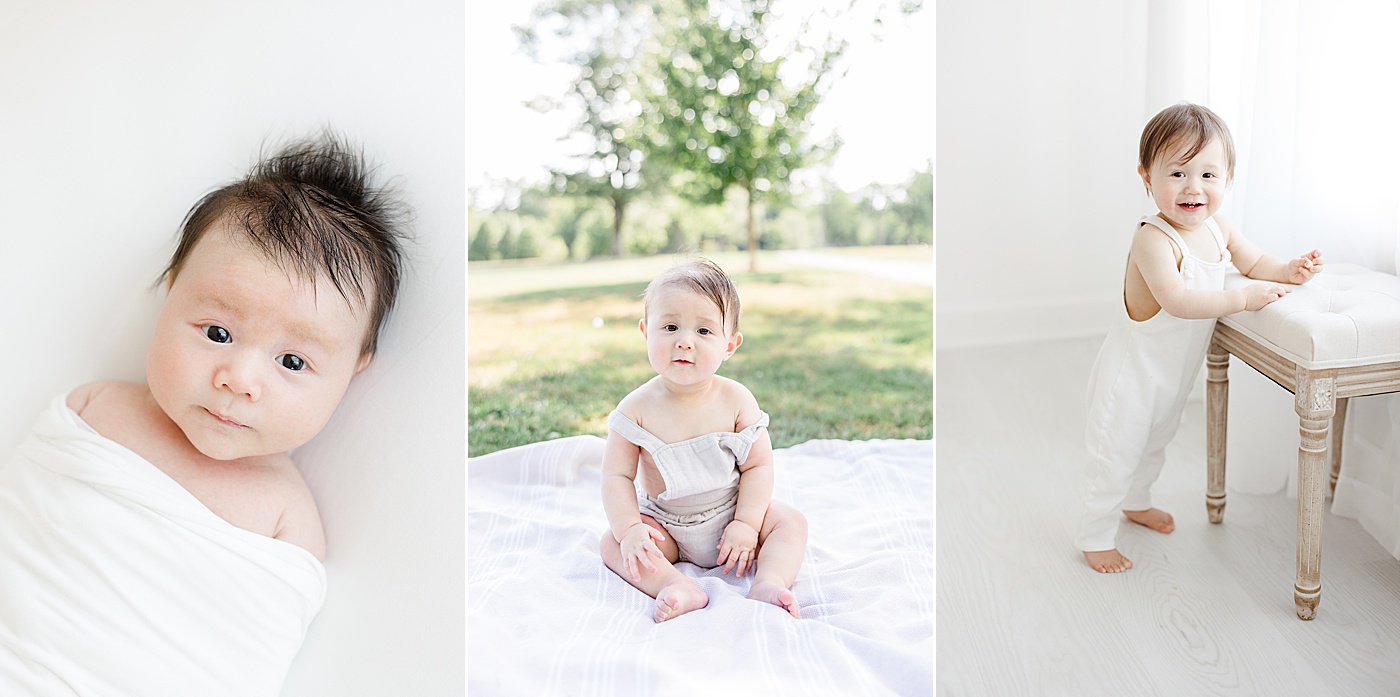 Baby at 1 month, 7 months and 1 year | Kristin Wood Photography