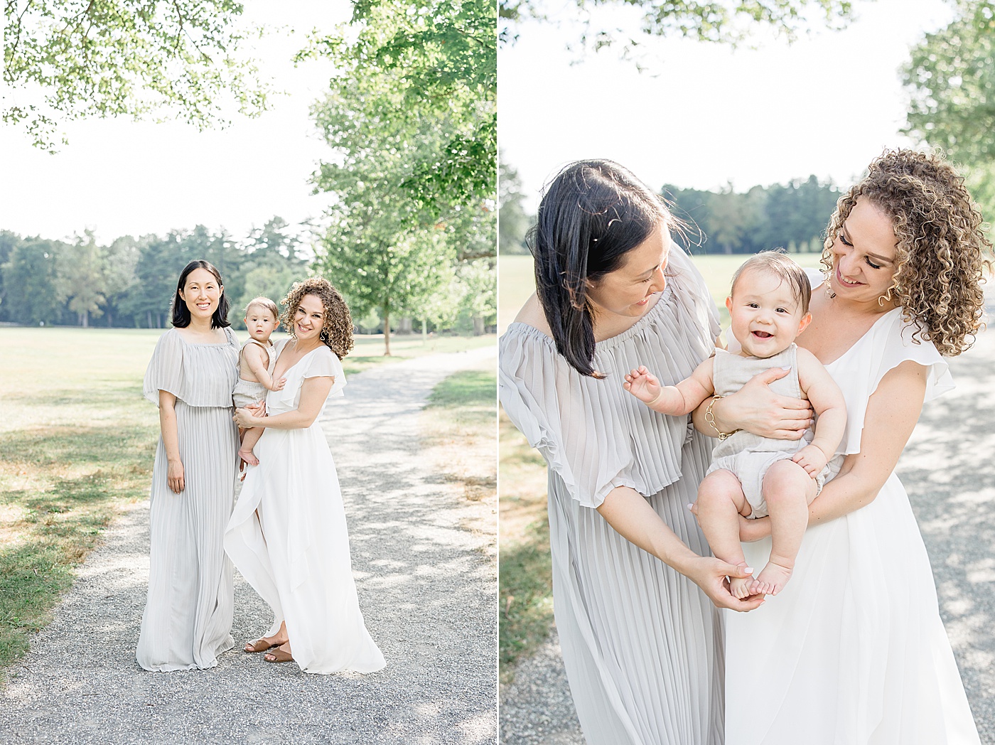 Same-sex couple holding their son during outdoor family photos | Kristin Wood Photography