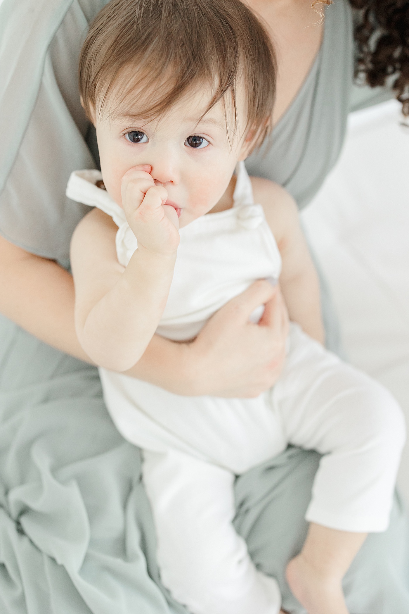One year old sucking his thumb | Kristin Wood Photography