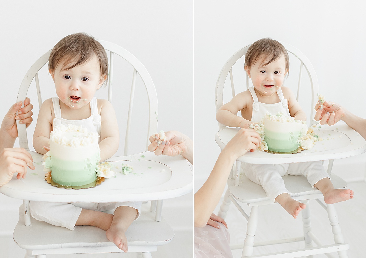 Cake smash at first birthday session in studio in Westport, CT | Kristin Wood Photography