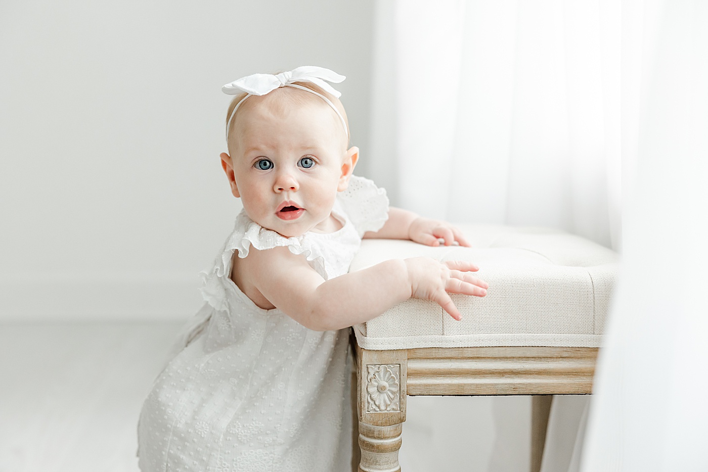7 month old in studio for photoshoot with Kristin Wood Photography.
