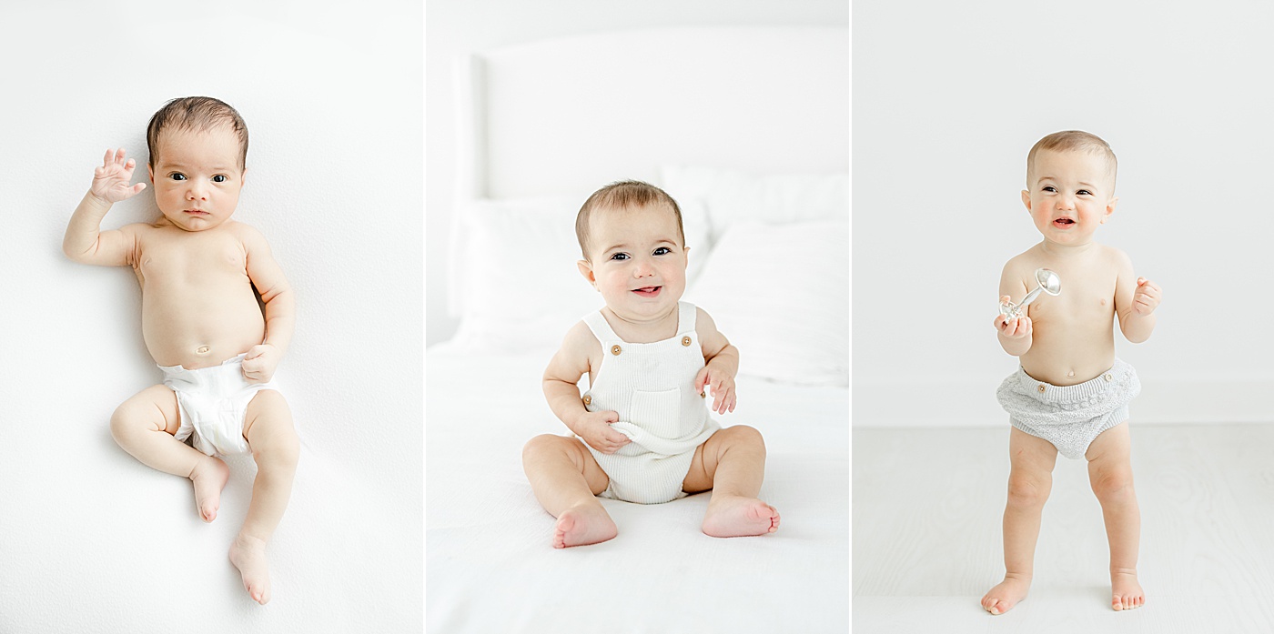 Baby boy's newborn, 7 months, and 1 year session in Westport CT studio | Kristin Wood Photography