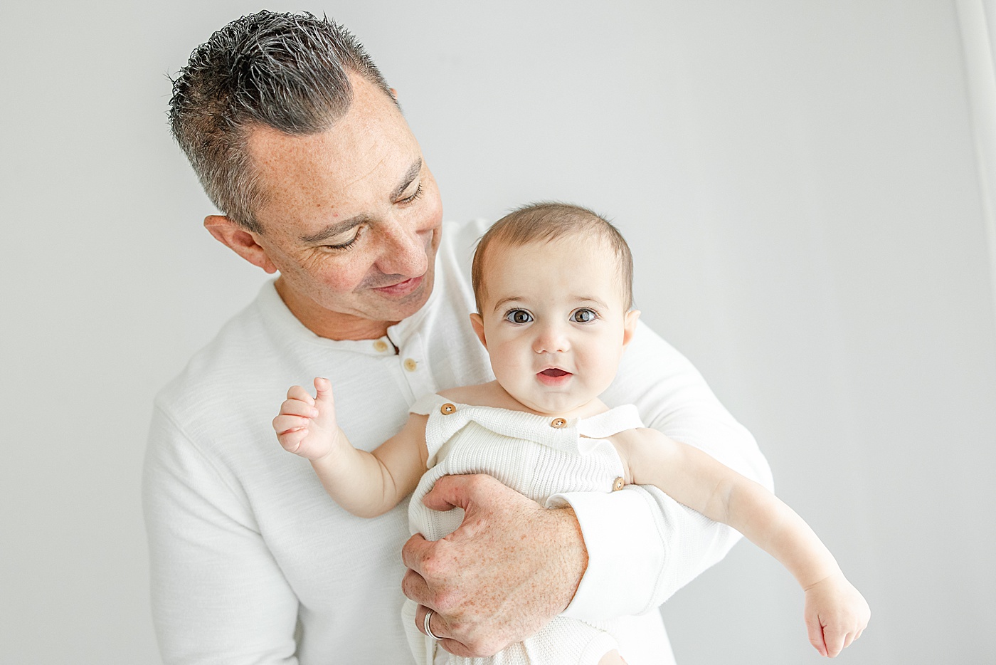 Dad and his 7 month old son during studio photoshoot in Fairfield County, CT | Kristin Wood Photography