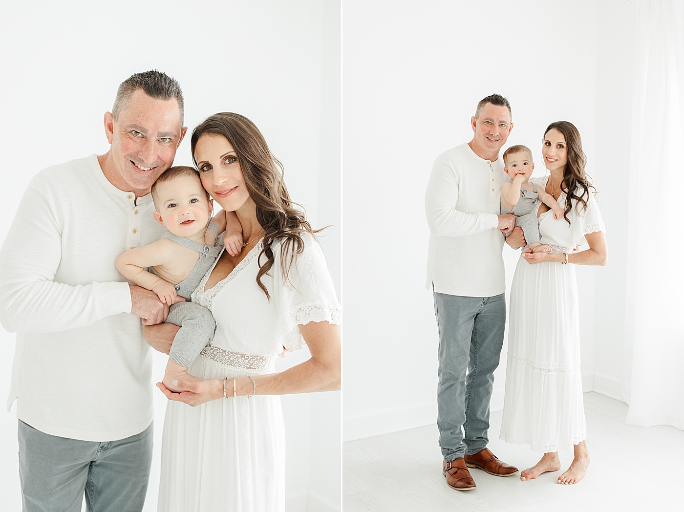 Family photos during sons first birthday session in studio with Kristin Wood Photography.