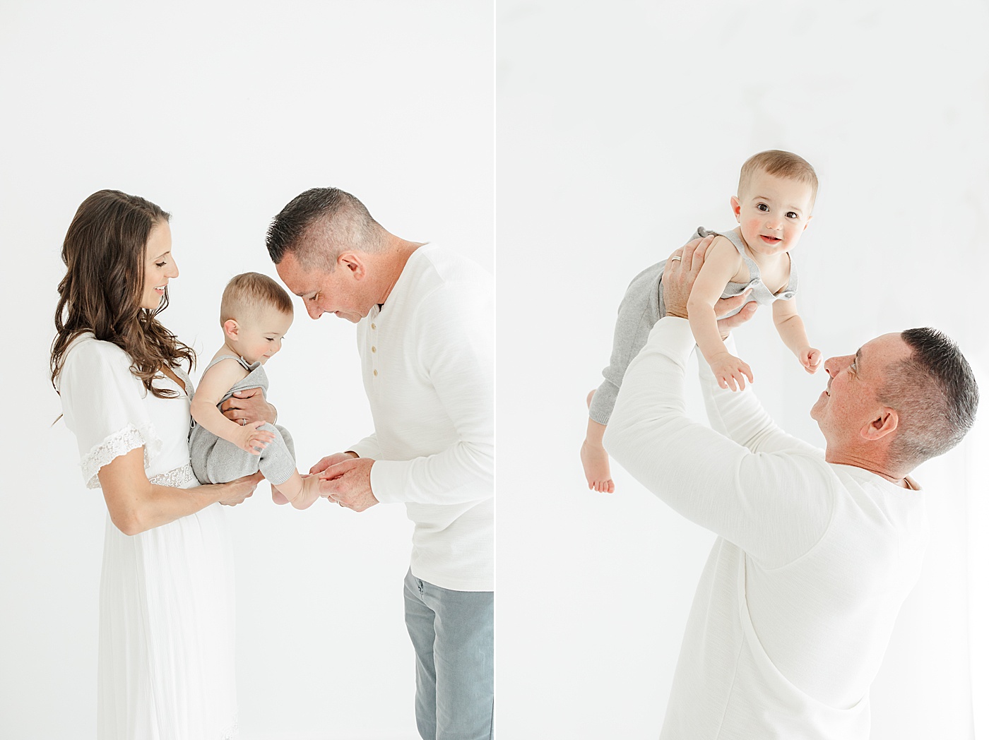 Mom and Dad playing with their son during one year old session | Kristin Wood Photography