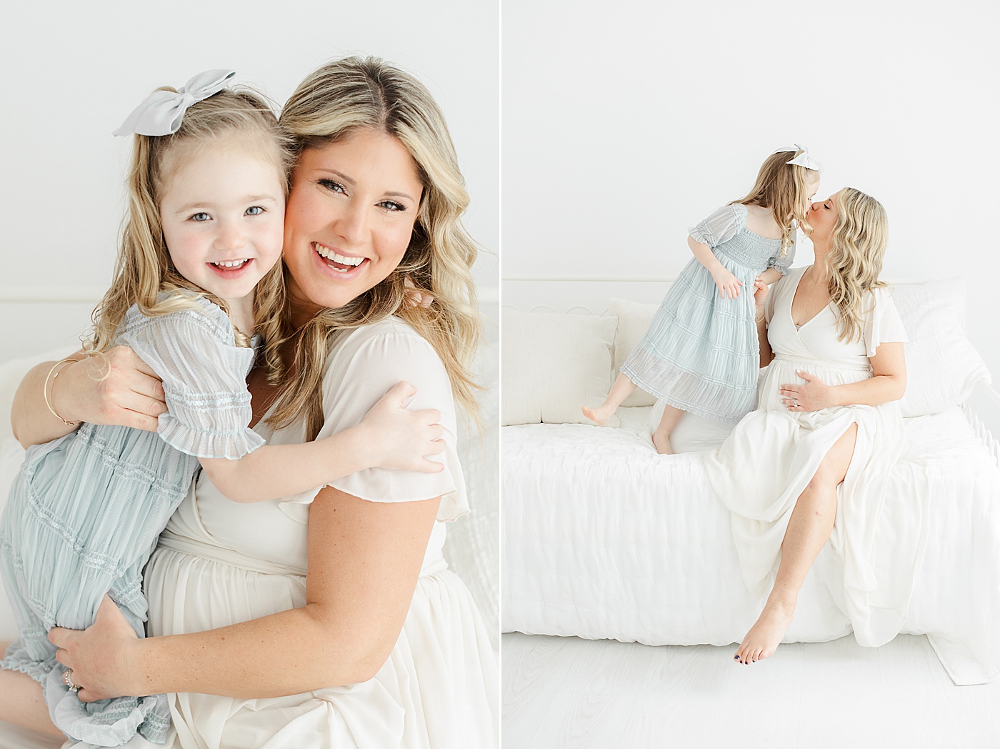 Mother-daughter maternity session in studio with Kristin Wood Photography.